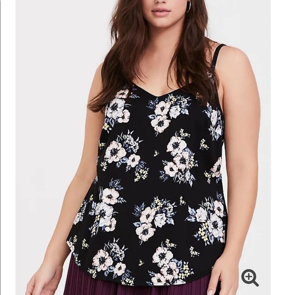 torrid Tops - Torrid BLACK FLORAL CHALLIS CAMI